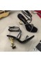 Yves Saint Laurent Opyum Sandali In Raso e Strass Oro Con Tacco Nero
