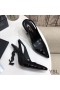 Yves Saint Laurent Opyum Slingback Pumps In vernice Nera con Tacco Nero
