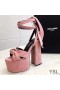 Yves Saint Laurent Paige Piattaforma Sandali In Camoscio Rosa