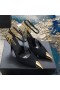 Yves Saint Laurent Vesper Slingback Pumps In Tweed e Pelle con Sling Catene Nero/Oro
