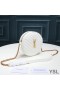 Yves Saint Laurent Vinyle Rotonda Borsa Fotografica In Grana Matelasse Leather Bianco/Oro