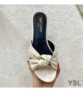 Yves Saint Laurent Bianca Diapositive In Pelle Liscia Bianche