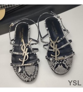 Yves Saint Laurent Cassandra Aprire Sandali In Pelle Di Pitone Black