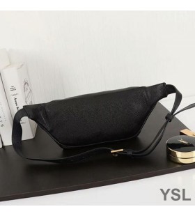 Yves Saint Laurent Classic Monogram Cintura Borsa In Pelle Martellata Nera/Oro