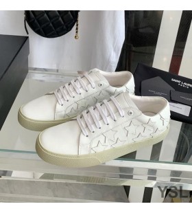Yves Saint Laurent Tennis Classic Scarpe Da Ginnastica Stelle Ricamate In Pelle Bianco