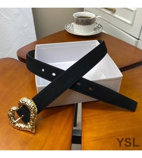 Yves Saint Laurent Cuore Cintura In Pelle Scamosciata Nero/Oro