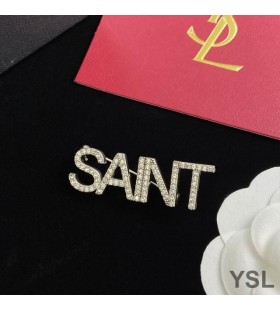 Yves Saint Laurent Logo Set di Spille In Metallo e Cristallo Argento