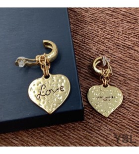 Yves Saint Laurent Amore Cuore Orecchini Pendenti In Metallo Color Oro