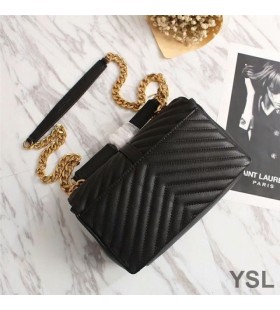 Yves Saint Laurent Medio Classico College Chain Bag In Pelle Matelasse Nero/Oro