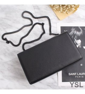 Yves Saint Laurent Media Kate Catena Di Borsa In Pelle A Grana Nero