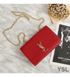 Yves Saint Laurent Media Kate Chain Bag In Pelle Rosso/Oro