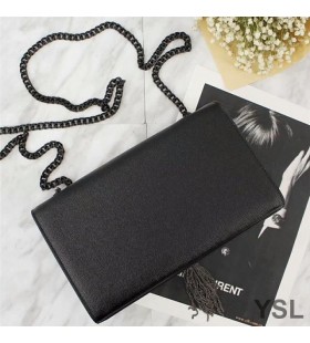 Yves Saint Laurent Media Kate Catena Borsa con Fiocco In Pelle a Grana Nero