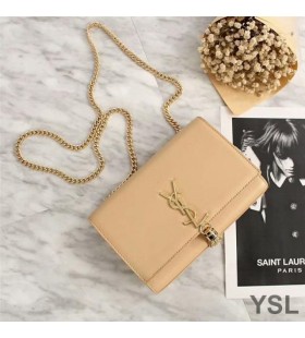 Yves Saint Laurent Media Kate Catena Borsa con Fiocco In Pelle Albicocca/Oro