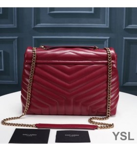 Yves Saint Laurent Media Loulou Chain Bag Y Matelasse In Pelle Rosso/Oro