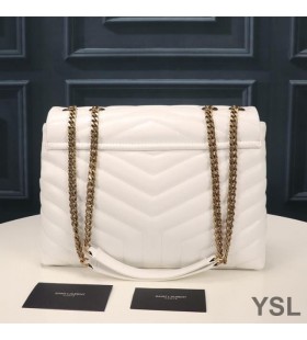 Yves Saint Laurent Media Loulou Chain Bag Y Matelasse Leather Bianco/Oro