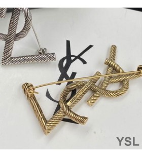 Yves Saint Laurent Opyum Brooch In Twisted Metal Gold