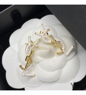 Yves Saint Laurent Opyum Orecchini In Metallo, Smalto e Cristalli Oro/Bianco