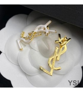 Yves Saint Laurent Opyum Orecchini In Metallo, Smalto e Cristalli Oro/Bianco