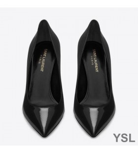 Yves Saint Laurent Opyum Pompe di Brevetto in Pelle Argento con Tacco Nero