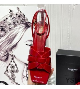 Yves Saint Laurent Tribute Platform Sandals In Patent Leather Red