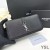 Yves Saint Laurent Grande Linea Zip Intorno Portafoglio In Pelle A Grana Nero/Argento
