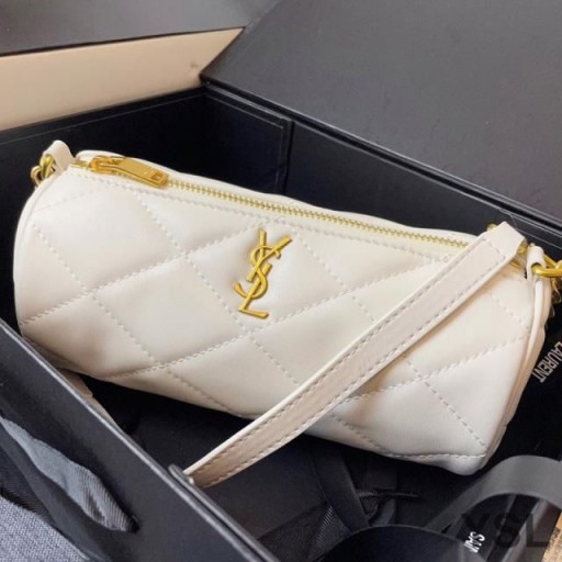 Yves Saint Laurent Mini Sade T Bag I Vattert Lammeskinn Hvit