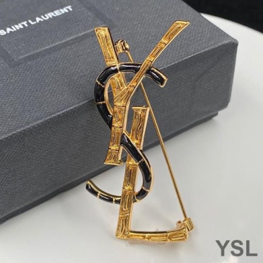 Yves Saint Laurent Opyum Brosje I Bambus Metall og Emalje Gull