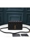 Yves Saint Laurent Angie Kjede Bag I Diamond-Vattert Lammeskinn Svart/Gull