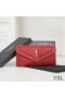 Yves Saint Laurent Large Gaby Flap Wallet In Quilted Lambskin Red/Gold