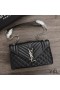 Yves Saint Laurent Middels College Kjede Bag I Strukturert Blandet Matelasse Skinn Sort/Sølv