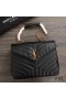 Yves Saint Laurent Middels Loulou Kjede Bag I Y Matelasse Skinn Sort/Gull