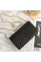 Yves Saint Laurent-Monogram-Kjeden Lommebok I Slipt Matelasse Skinn Sort/Gull