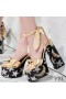 Yves Saint Laurent Paige Plattform Sandaler I Skinn med Sequin Broderi Gull
