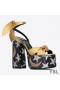 Yves Saint Laurent Paige Plattform Sandaler I Skinn med Sequin Broderi Gull