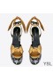 Yves Saint Laurent Paige Plattform Sandaler I Skinn med Sequin Broderi Gull