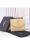 Yves Saint Laurent Small Envelope Trifold Wallet In Mixed Grained Matelasse Leather Apricot/Gold