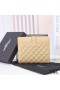 Yves Saint Laurent Small Envelope Trifold Wallet In Mixed Grained Matelasse Leather Apricot/Gold
