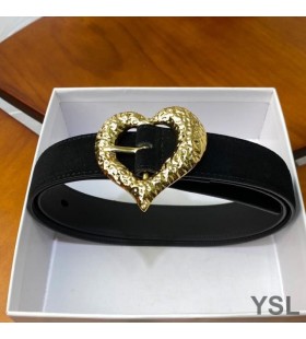 Yves Saint Laurent Hjertet Belte I Semsket Skinn Sort/Gull