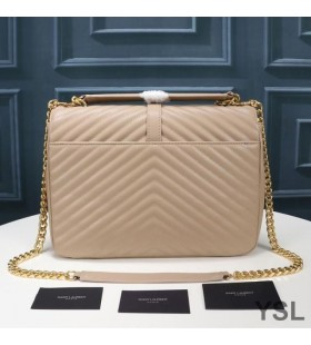 Yves Saint Laurent Store Klassiske College Kjede Bag I Matelasse Skinn Aprikos/Gull