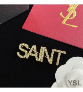 Yves Saint Laurent-Logoen Brosjer Satt I Metall og Krystall Gull