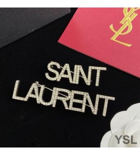 Yves Saint Laurent-Logoen Brosjer Satt I Metall og Krystall Sølv