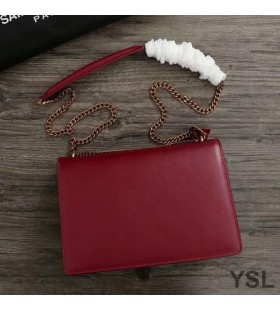 Yves Saint Laurent Middels Solnedgang Kjede Bag I Skinn Rød/Gull