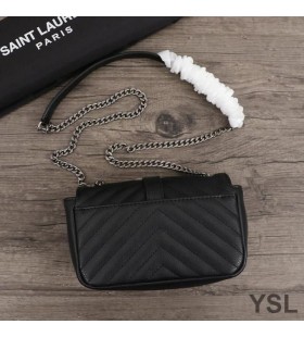Yves Saint Laurent Mini-Konvolutt Kjede Bag I Matelasse Skinn Sort/Sølv