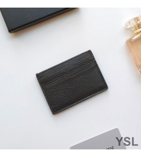 Yves Saint Laurent Små Monogram-Kortet Tilfelle I Kornet Skinn Sort/Gull