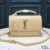 Yves Saint Laurent Medium Sunset Satchel In Smooth Leather Apricot/Gold