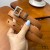 Yves Saint Laurent Monogram Smalt Belte Med Square Spenne I Nappa-Leather Brown/Silver