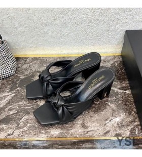 Klapki Yves Saint Laurent Bianca Na wysokim Obcasie Z Gładkiej Skóry w Kolorze Czarnym