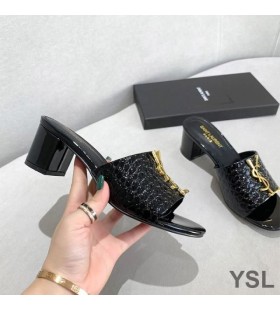 Sandały Na Obcasie Z Monogramem Yves Saint Laurent ' Ze skóry Naturalnej w Kolorze Czarnym