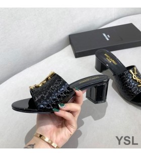 Sandały Na Obcasie Z Monogramem Yves Saint Laurent ' Ze skóry Naturalnej w Kolorze Czarnym