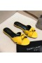Yves Saint Laurent Bianca Slide-Uri În Piele Netedă Galben
